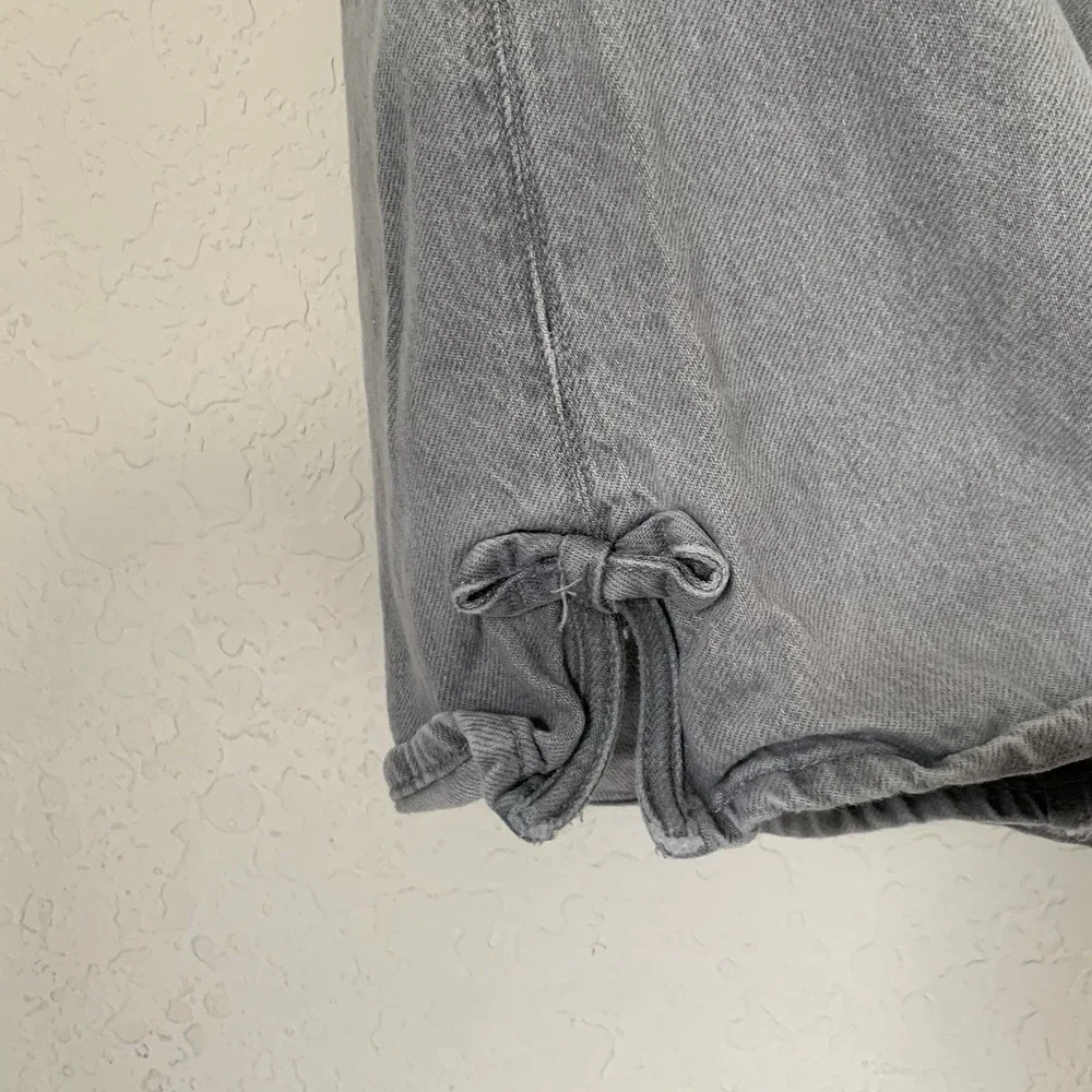 GAP Baggy Jeans Girl M Grey High Rise Wide Leg Adjustable Y2K-Style Casual Comfy